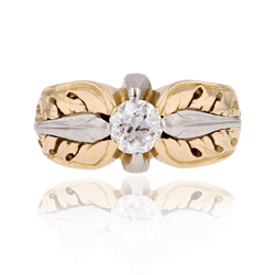 Bague Jonc en or jaune, platine et diamanat - Castafiore