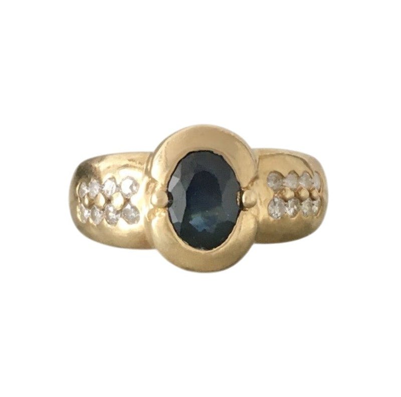 Bague Jonc en or jaune, saphir et diamants - Castafiore