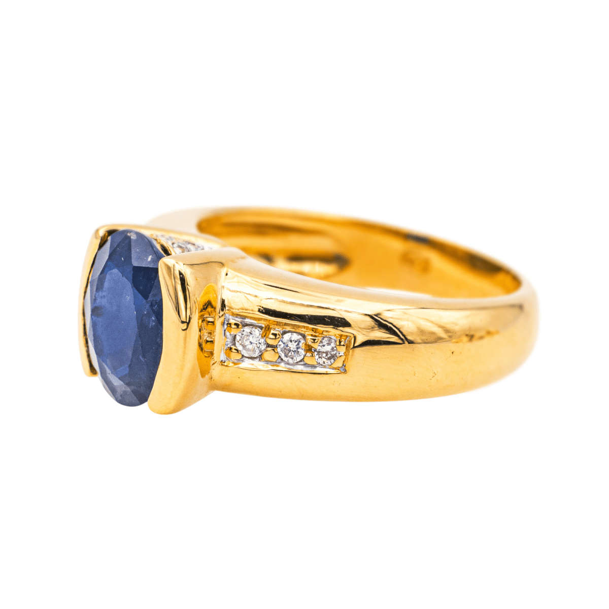 Bague Jonc en or jaune, saphir et diamants - Castafiore