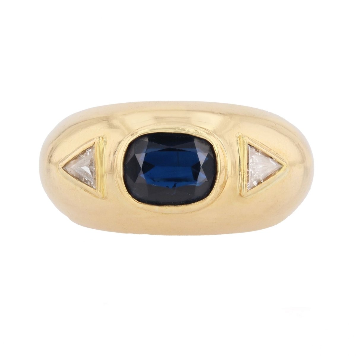 Bague Jonc en or jaune, saphir et diamants - Castafiore