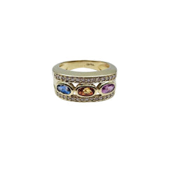 Bague Jonc en or jaune, saphirs et diamants - Castafiore