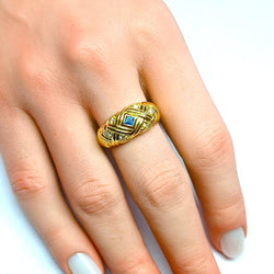 Bague Jonc en or jaune, saphirs, et diamants - Castafiore