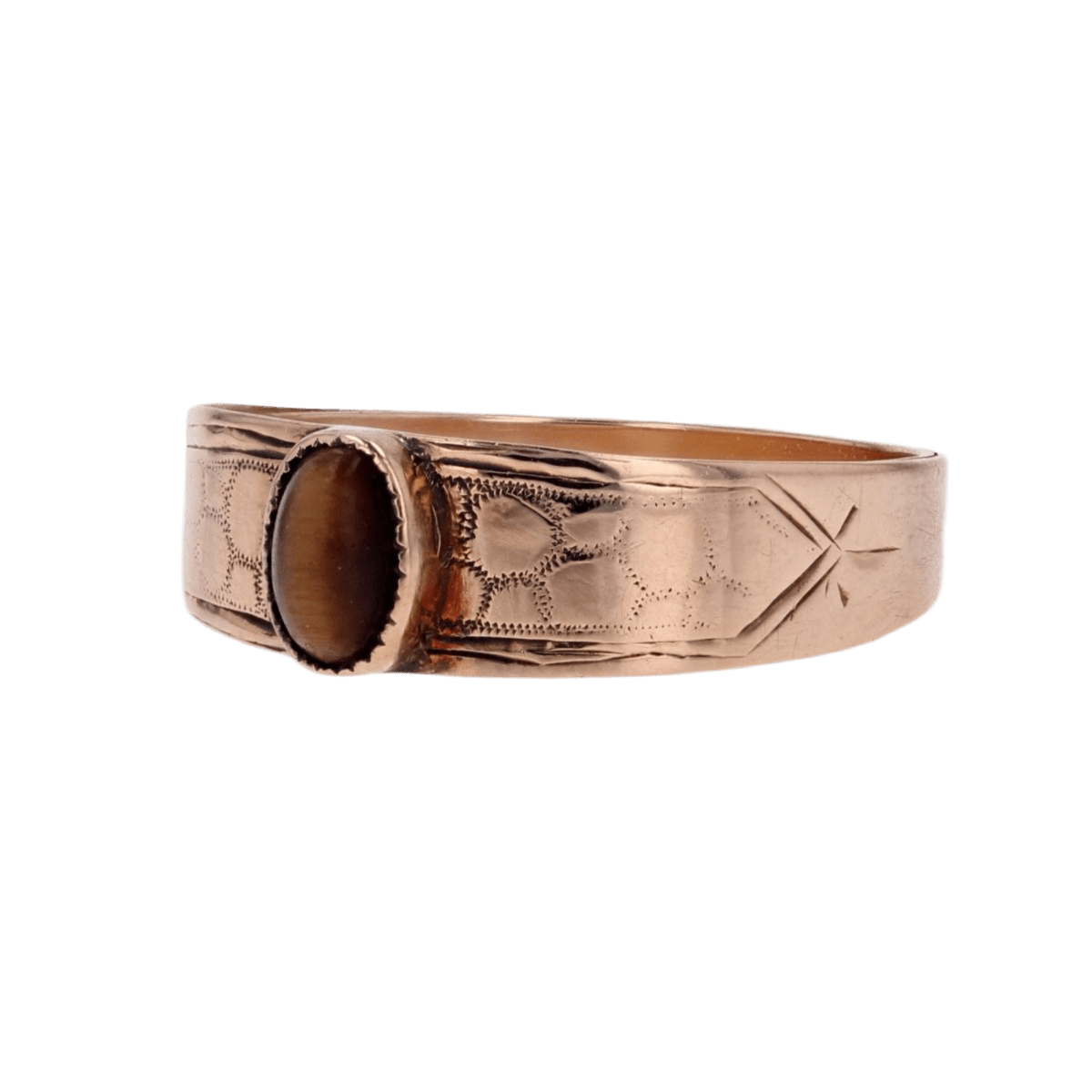 Bague Jonc en or rose et oeil de tigre - Castafiore