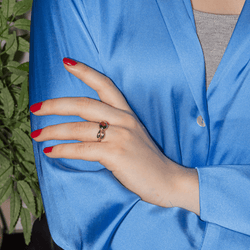 Bague Jonc en or rose et quartz - Castafiore