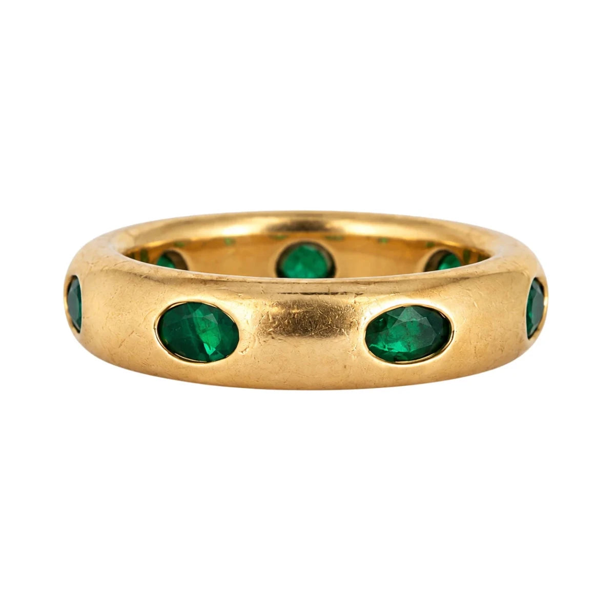 Bague Jonc FRED en or jaune et émeraudes - Castafiore