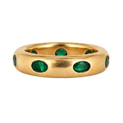 Bague Jonc FRED en or jaune et émeraudes - Castafiore