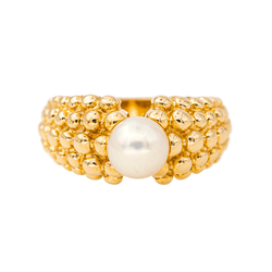 Bague Jonc FRED en or jaune et perle - Castafiore