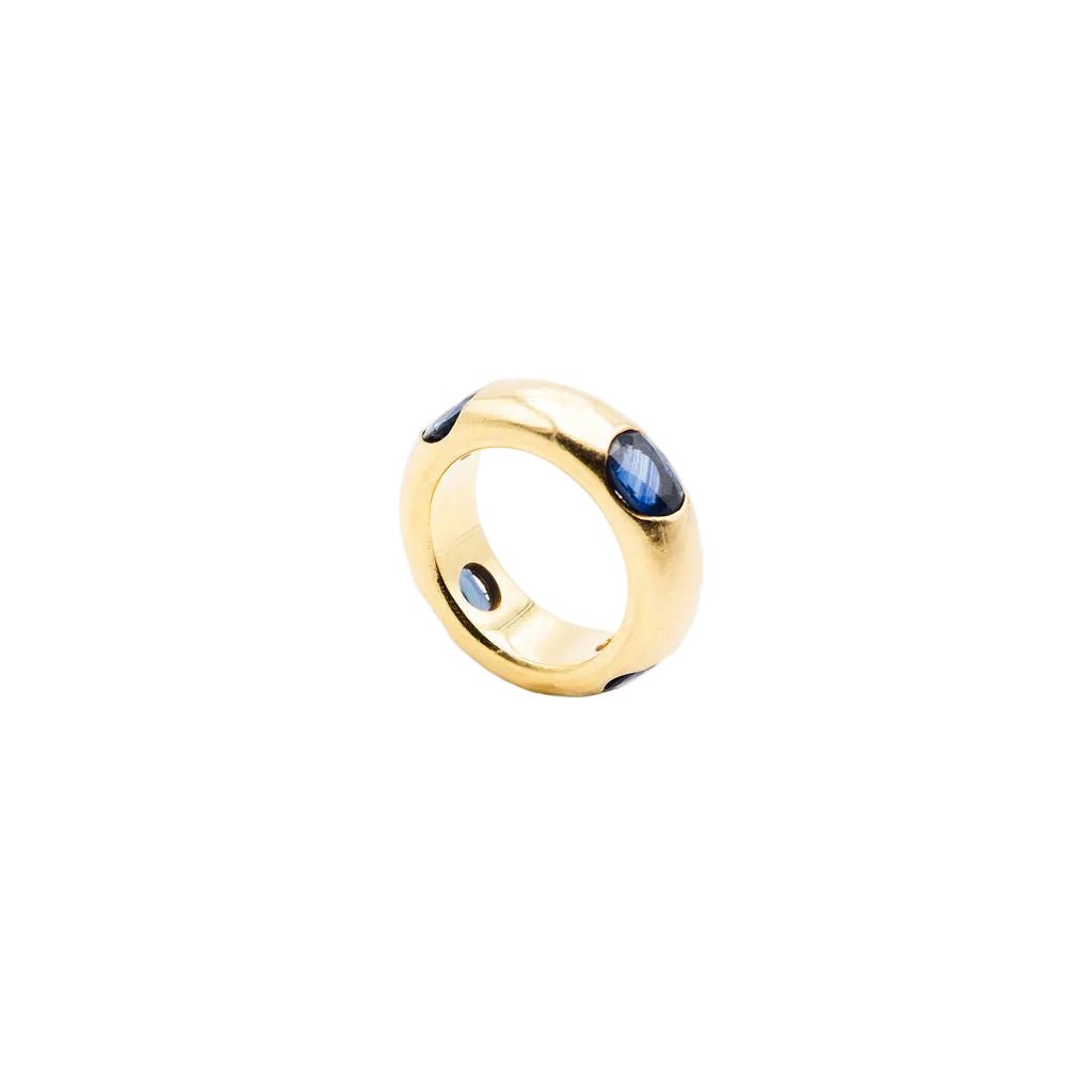 Bague Jonc FRED en or jaune et saphirs