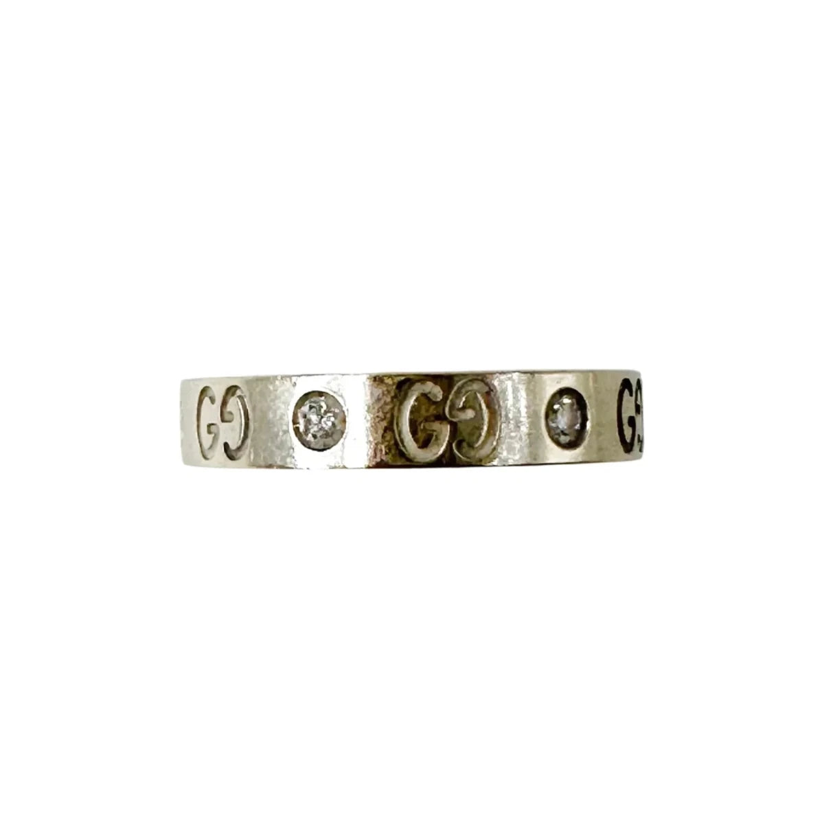 Bague Jonc GUCCI "Icon" en or blanc et diamants - Castafiore