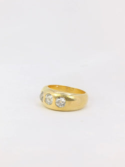 Bague jonc or diamants taille ancienne - Castafiore