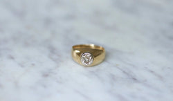 Bague Jonc Or et Diamant Taille Ancienne - Castafiore