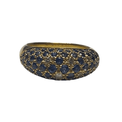 Bague Jonc POIRAY en or jaune, saphirs et diamants - Castafiore