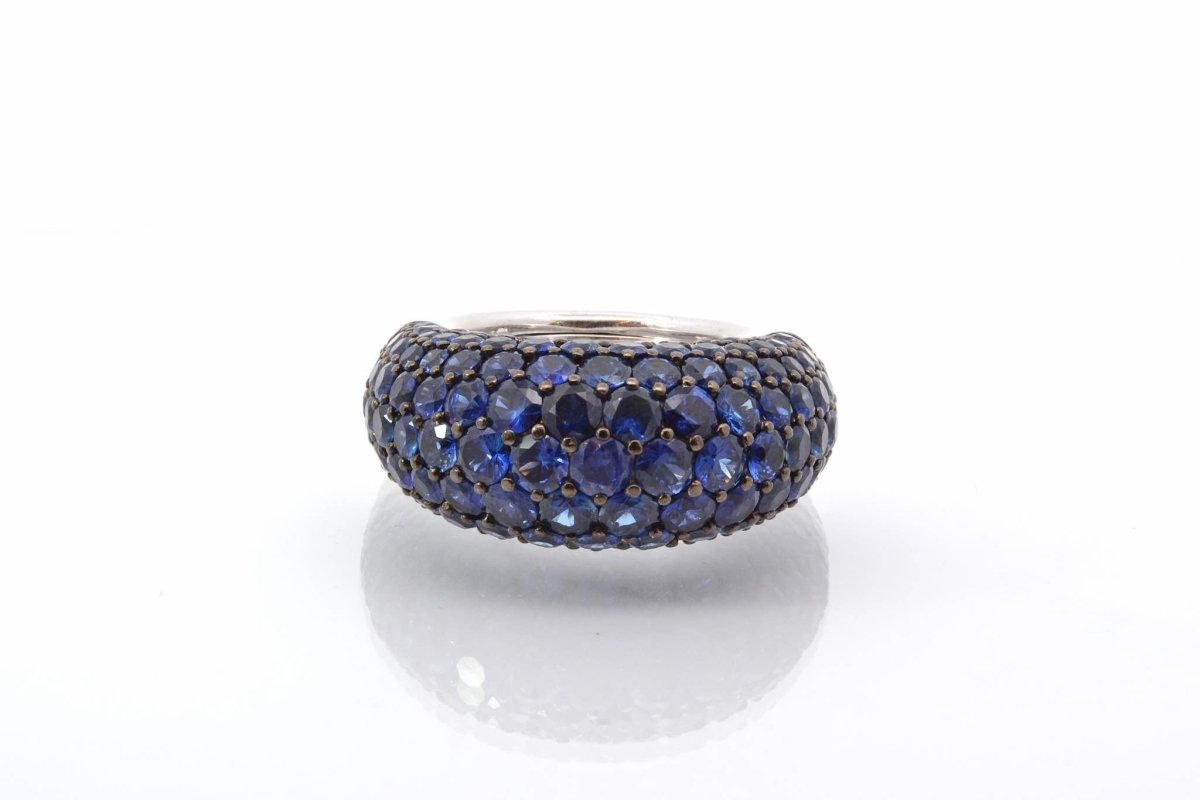 Bague jonc saphirs en or blanc 18k - Castafiore