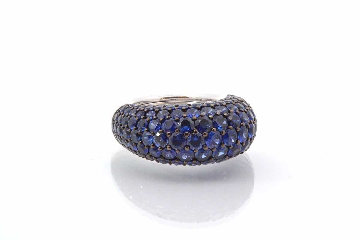 Bague jonc saphirs en or blanc 18k - Castafiore