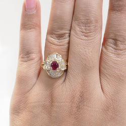 Bague jupe en or jaune, rubis et diamants - Castafiore