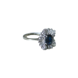 Bague Jupe Saphir et Diamants sur Or Blanc - Castafiore
