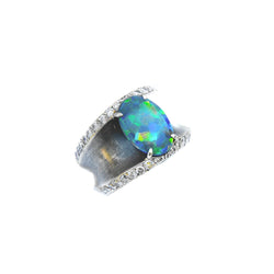 Bague Lorenz Baümer en argent, platine et opale - Castafiore