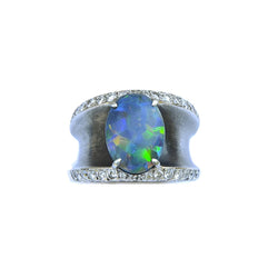 Bague Lorenz Baümer en argent, platine et opale - Castafiore