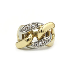 Bague maille en or jaune et blanc et diamants - Castafiore