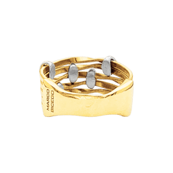 Bague MARCO BICEGO "Marrakech Onde" en or blanc, or jaune et diamants - Castafiore