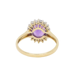 Bague marguerite améthyste ovale diamants - Castafiore