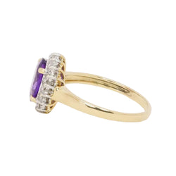 Bague marguerite améthyste ovale diamants - Castafiore