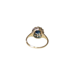 Bague Marguerite Ancienne Saphir 0,85 Cts et Diamants sur Or jaune - Castafiore