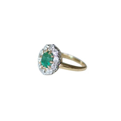 Bague Marguerite en argent, or jaune, émeraude, et diamants - Castafiore
