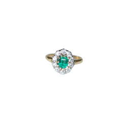 Bague Marguerite en argent, or jaune, émeraude, et diamants - Castafiore