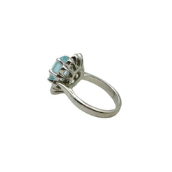 Bague Marguerite en or blanc, aigue - marine et diamants - Castafiore