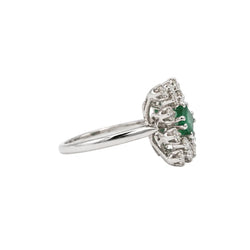 Bague Marguerite en or blanc, émeraude et diamants - Castafiore