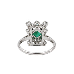 Bague Marguerite en or blanc, émeraude et diamants - Castafiore