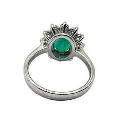 Bague Marguerite en or blanc, émeraude et diamants - Castafiore