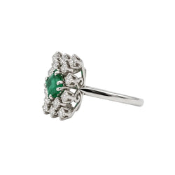 Bague Marguerite en or blanc, émeraude et diamants - Castafiore