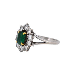 Bague Marguerite en or blanc, émeraude et diamants - Castafiore