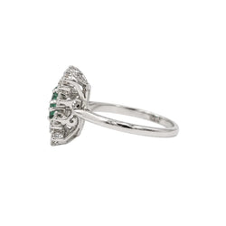 Bague Marguerite en or blanc, émeraude et diamants - Castafiore