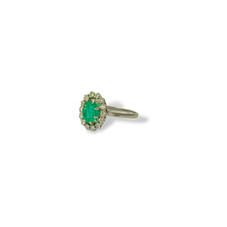 Bague marguerite en or blanc, émeraude et diamants - Castafiore