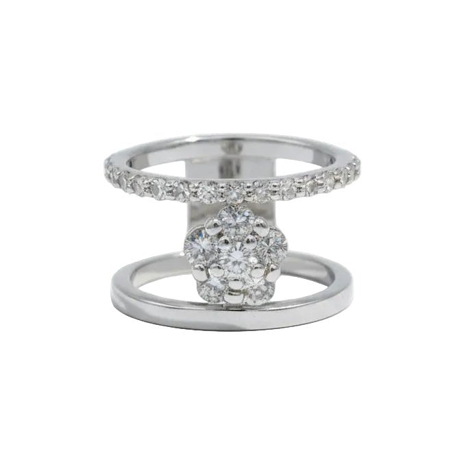 Bague Marguerite en or blanc et diamants - Castafiore