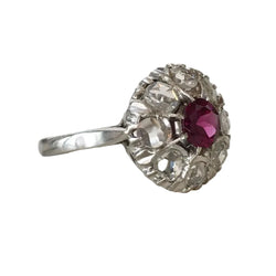 Bague Marguerite en or blanc, grenat et diamants - Castafiore