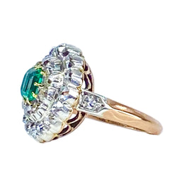 Bague Marguerite en or blanc, or jaune, émeraude et diamants - Castafiore