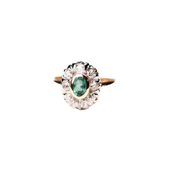 Bague Marguerite en or blanc, or jaune, émeraude et diamants - Castafiore