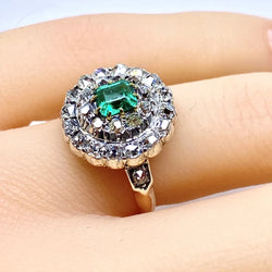 Bague Marguerite en or blanc, or jaune, émeraude et diamants - Castafiore
