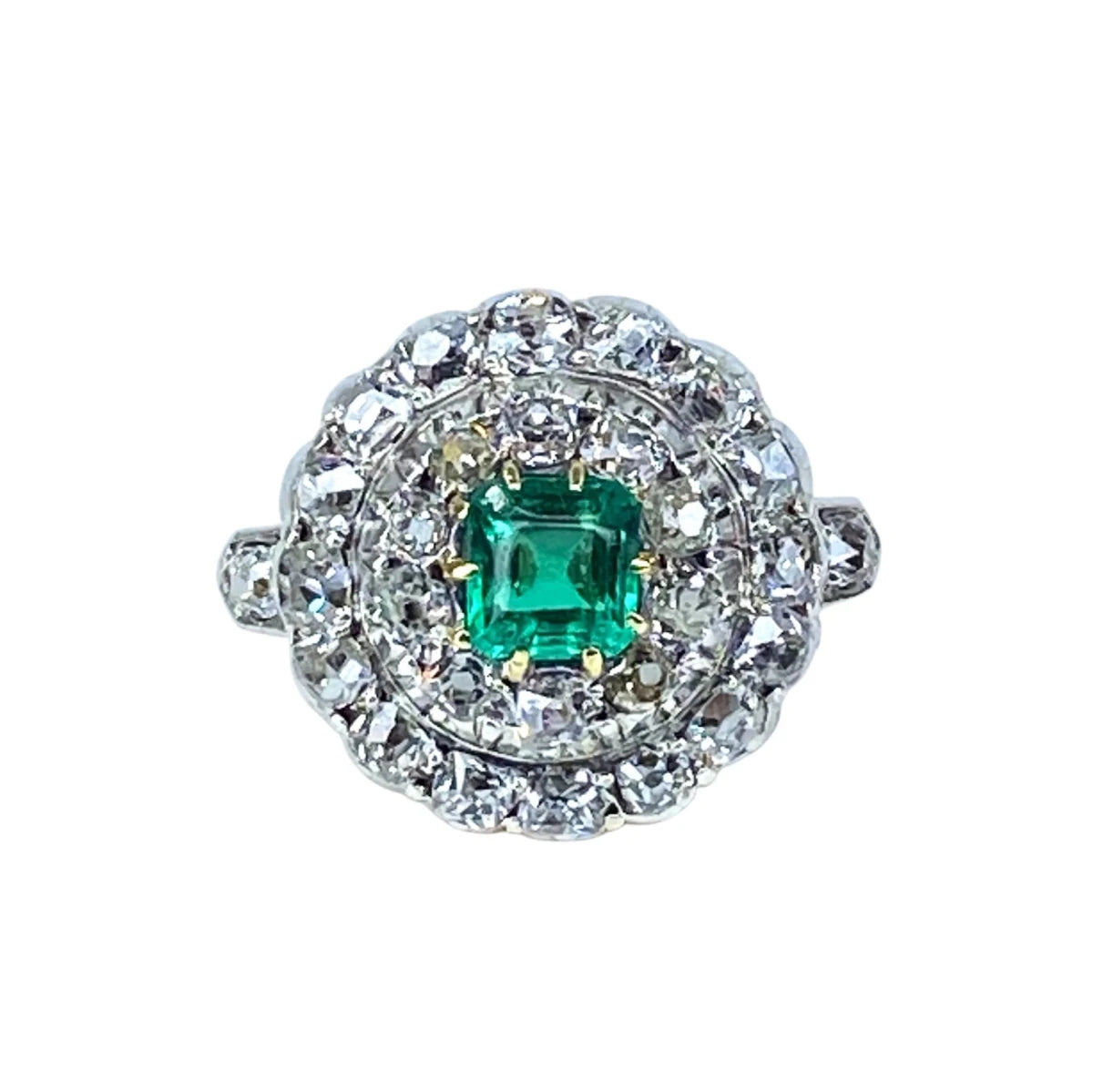 Bague Marguerite en or blanc, or jaune, émeraude et diamants - Castafiore