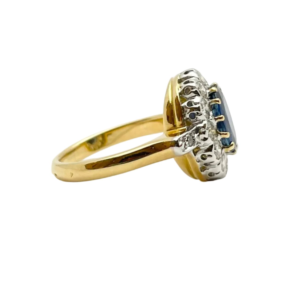 Bague Marguerite en or blanc, or jaune, saphir et diamants - Castafiore