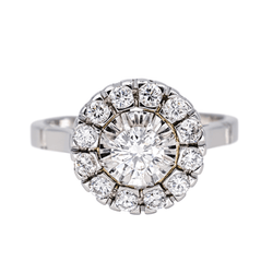 Bague Marguerite en or blanc, platine avec diamants - Castafiore