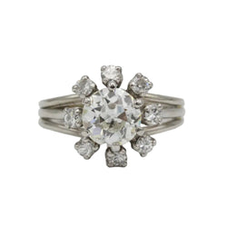 Bague Marguerite en or blanc, platine et diamant - Castafiore
