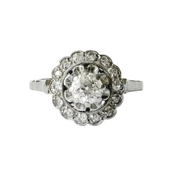 Bague Marguerite en or blanc, platine et diamants - Castafiore