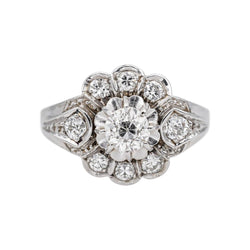 Bague Marguerite en or blanc, platine et diamants - Castafiore