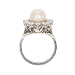 Bague Marguerite en or blanc, platine, perle et diamants - Castafiore