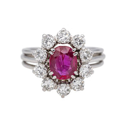 Bague Marguerite en or blanc, platine, rubis et diamants - Castafiore